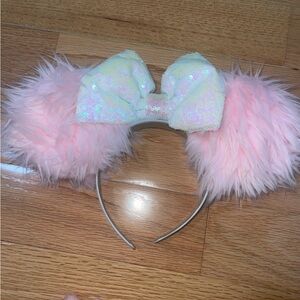 Pink Fluffy Minnie Mouse Bow Headband